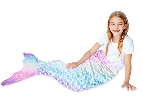 Rediar Mermaid Tail Blanket for Girls Soft Flannel Sleeping Snuggle Kids Wearable Blanket Toddler Teen Birthday Christmas Gift 3-4 4-6 7-8 10-12