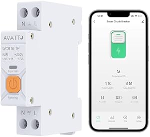 AVATTO Smarter Leistungsschutzschalter WIFI 1P Hutschiene für Smart Home Wireless Fernbedienung Schalter Kompatibel mit Alexa und Google Assistant Smart Life TUYA APP (Mit Metering 16A)