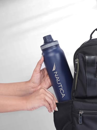 Image of NAUTICA Premium Leak-Proof Insulated Water Bottle - 1pc (Fender)| 750ml | Stainless Steel Flask with 24 Hours Temperature Retention | Ideal for Travel, Gym, Office Use Austin Solid-denimblue
