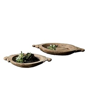 Creative Co-Op Set of 2 Hand Carved Wood Bowls