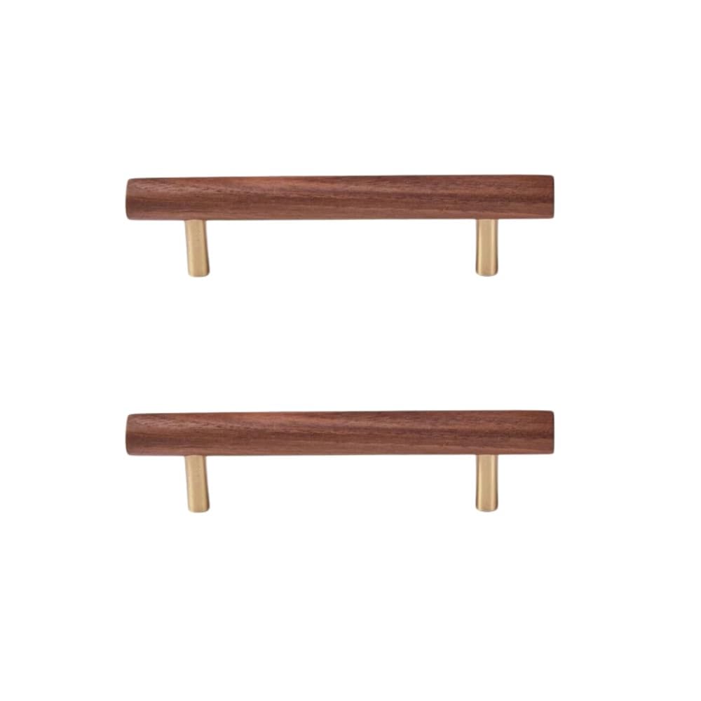 SANCHAKOU Dresser Knobs 2Pcs Beech Black Walnut Ash Wood Original Color Wardrobe Drawer Cabinet Wooden Extended Door Handle 96Mm Black Walnut