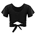 Miaeowve Kids Girls Rash Guard Sets Ruffles Short Sleeve Swim Crop Top with Leggings Athletic Swimsuits Black 14 Years