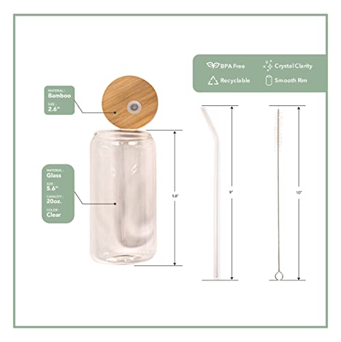 Uptrends Exchange 4 Pack Of 20Oz Glass Jars With Lids And Straws, Hot & Cold Beverages, Boba Bubble Pearl Milk Tea, Iced Smoothies, Homemade Brews, Cocktails, 4 Count (Pack Of 1) #TOP2