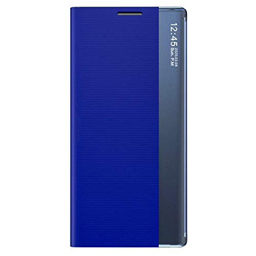 TANYO Smart View   Carcasa para Samsung Galaxy Note 20 (5G / 4G), Funda de Tapa con Tapa Transparente con Ventana de Pantalla, Elegante Espejo con Tapa y Soporte Plegable, Color Azul Real