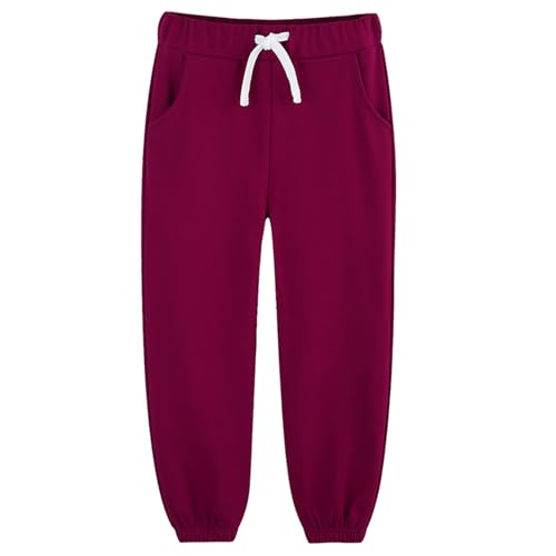 Boys Joggers Pants Sweatpants Little Kids 3 Pack Cotton Athletic Sport School Jogging Fashion Cinched Hem Sweat Pant Clothes Clothing Outfits with Pockets Trousers Black/Burgundy/Dark Grey Size 64
