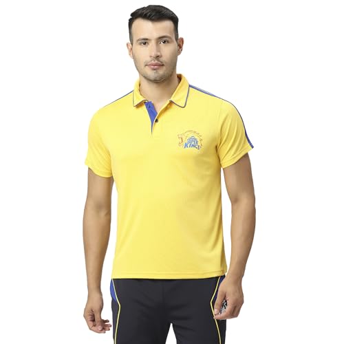 Image of playR Men's Solid Regular Fit CSK Classic Polo