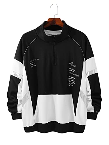KOYYE Sweat-shirt à manches longues et col montant avec poche pour homme, Noir , XL Cover