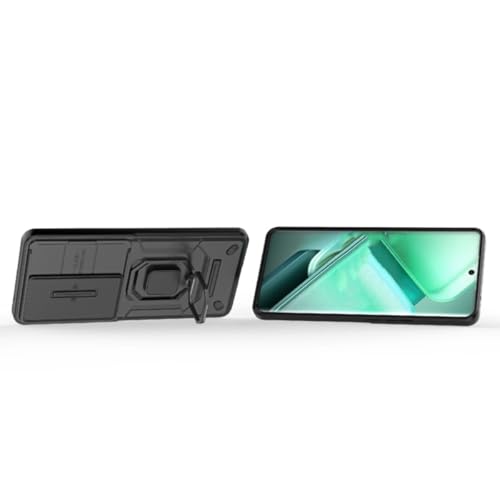 Image of SHINESTAR Tough Armor Vivo V40e / iQOO Z9s 5G Bumper Back Case Cover | Ring Holder & Sliding Camera Shield Cover | 360 Degree Protection Back Case Cover for Vivo V40e / iQOO Z9s 5G (Black)