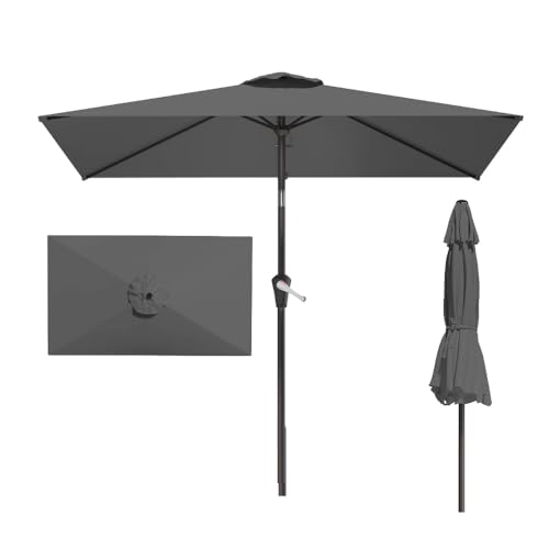 Patio Kingdom 6.5' x 10' Rectangular Patio Umbrella Large Outdoor Market Umbrella w/UV Protection...