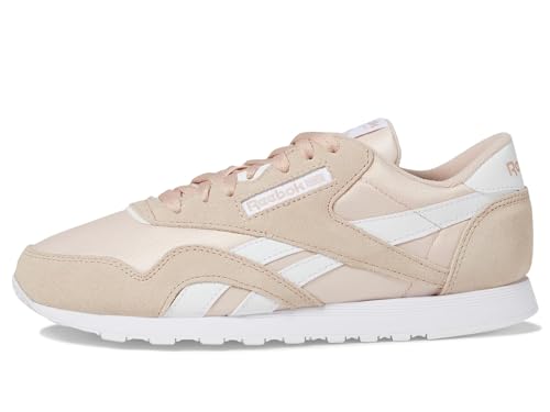 Reebok Women's Classic Nylon Sneaker, Pink Stucco/Footwear White/Footwear White, Women's Size 8.5
