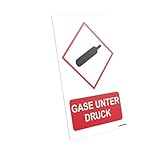 PRINTIMA Gefahrstoffschild „GASE UNTER DRUCK“ 21x32 cm – GHS-Piktogram nach CLP/GHS – Warnschild aus PVC inkl. Dübel – chemikalienbeständig & witterungsfest