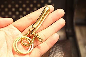 Baver Quality Solid Brass/Copper Fishhook Key Chain Keyring Shackle Split Ring Leather Craft Diy (L Size) #TOP3