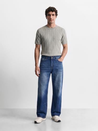 Image of The Indian Garage Co Men Bootcut Loose Fit Solid Mid-Rise Jeans