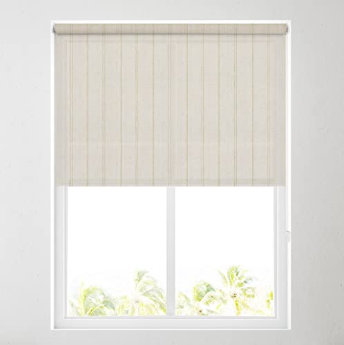 Barnes Blinds - Daylight Pattern Roller Blinds for Windows, Custom Cut to Size - Dimout Fabric Durable Fittings Easy Fit - Roller Blind Patterned (Lola Stripe Natural 61cm)