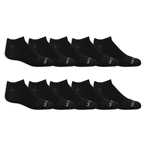 Fruit of the Loom Women Everyday Soft Cushioned No Show Socks (Multi Pack), Black (10 Pack), 4-10