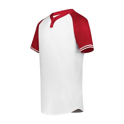 Augusta Sportswear Boys Cutter+ Henley Jersey, White/Scarlet, X-Large