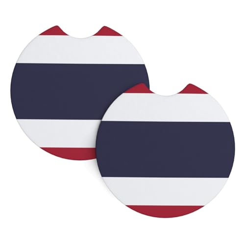 Lot de 2 sous-verres étanches avec encoche pour doigt Motif drapeau de la Thaïlande