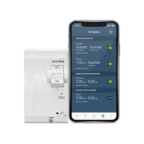 Leviton 2nd Gen Smart Circuit Breaker with Remote Control, Standard, 2-Pole 40 Amp, 120/240-Volt and 120/208-Volt, 10kA Interrupt Rating, LB240-ST
