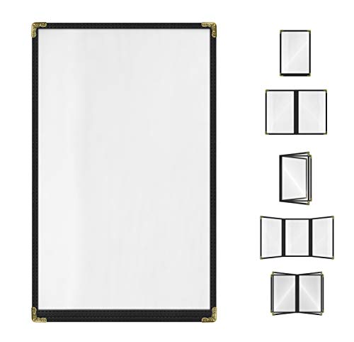 Goodsmart Restaurant Menu Covers – 25 Pack Black 2-View, Top-Loading Menu Holders, Vinyl & Plastic Café Menu Covers, Clear Menu Sleeves, Fits 11