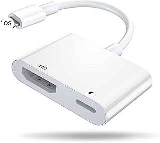 HDMI Adapter for i-Phone i-Pad, 1080P Ligting to Digital AV Adapter, Lighting HDMI Adapter for TV/Monitor/Projector, i-Pad/i-Phone to tv for i-Phone/Pad/Pod Touch, Upgraded 10s Connection, Plug& Play