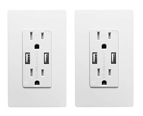 Outlet with USB High Speed Charger 4.2A Charging Capability,Duplex Receptacle 15 Amp, Tamper