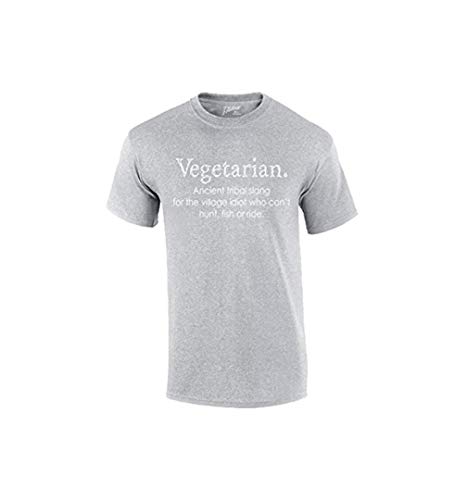 Camiseta engraçada com gírias tribais vegetarianas preta, Cinza esportivo, 3XL
