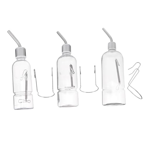COLLBATH Secure Hanging Pet Water Bottle 3 Pack Stainless Steel for Rabbit Guinea Pig Hamster Ferret Easy Access Pet Drinking Fountain
