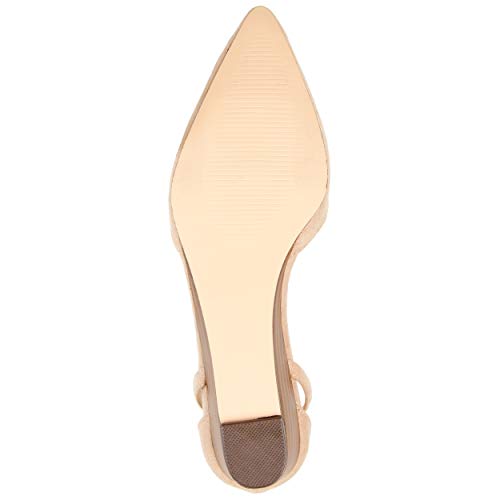 Brinley Co. Womens Pointed Toe Ankle Strap Sliver Wedge Nude, 7 Regular US4