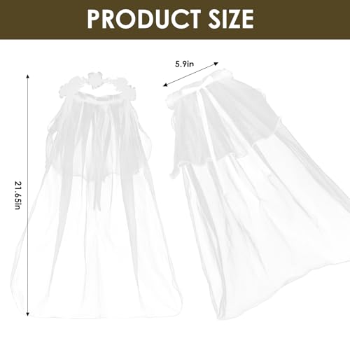 First Holy Communion Veil for Girls Catholic, White Pearl Flower Girl Veils Lace First Communion Headpiece for Girls2