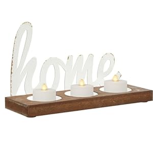 Sofe rustic tea lights candle holder set with home sign farmhouse home decor 3 pillar candle holders for table centerpiece wood candle stand  urban country home decor