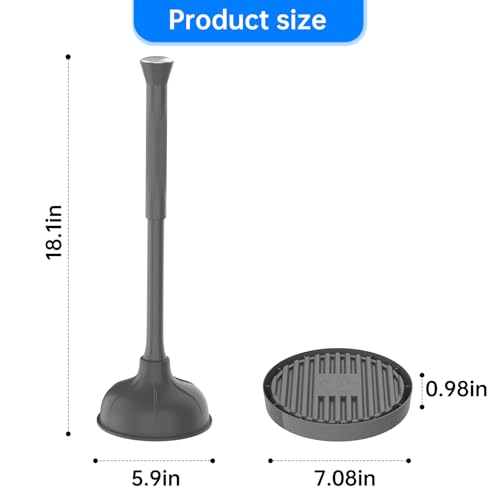 Image of Toilet Plunger with Holder Combo for Bathroom Cleaning, Quick-Drying Plunger with Holder