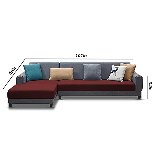 Image of Kraven LHS 6 Seater L Shape Sofa Set for Living Room (Maroon Grey Fabric)