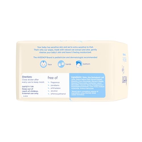 Aveeno Baby Sensitive All Over Wipes with Aloe & Natural Oat Extract for Face, Bottom & Hands, pH-Balanced, Hypoallergenic, Fragrance-, Phthalate-, Alcohol- & Paraben-Free, 3 Pks of 56 ct - Thumbnail 6