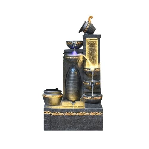 GLigeT Fuente de Agua Cortina de Agua Que atrae la Riqueza, Sala de Estar, Patio, Paisaje acuático, 146 cm de Alto, Estilo Europeo, luz, Lujo, Adorno Fluido. Fuentes de pie