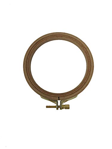 Image of Nurge Premium Quality Beech Wood Embroidery Hoop, Cross Stitch Hoop with Gold Plated Adjustable Brass Screw for DIY Projects Ideal for Crafters,Beginners & Professionals - 3.94 inch Diameter & 0.31 inch Thick