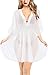 Produktbild LA LEELA Pailletten Arbeit Sheer Cover up Swim Strand Kaftan DE Größe: 42 (L) - 48 (2XL) Weiß_H425