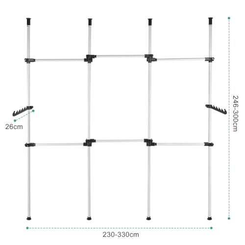 Begehbarer Kleiderschrank System, Teleskop Kleiderständer Kleiderstange Regal Teleskop Garderobe System Offen Teleskopstange Garderobensystem Kleiderstangen Kleiderständer DIY mit 6 Stangen