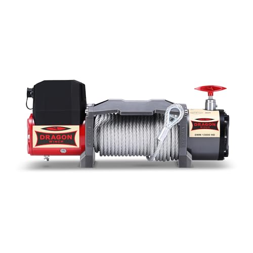 Dragon Winch Treuil électrique 12V Maverick 13000 lbs / 5897 kg, avec câble en acier 20m pour dépanneuses et véhicules municipaux | Télécommande sans fil + accessoires treuil | Étanchéité IP67