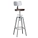 XinsBeirun Industrieliegel-Hocker, Küche Esszimmerstuhl, Holzhocker, Verstellbarer Höhe Schwenkzählerhöhe Barstuhl mit Metallrückenlehne, schwarz, voll geschweißt