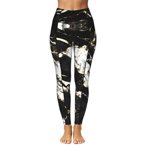 Leggings con bolsillos de mujer y conjunto de entrenamiento con textura de mármol que no transparenta 2