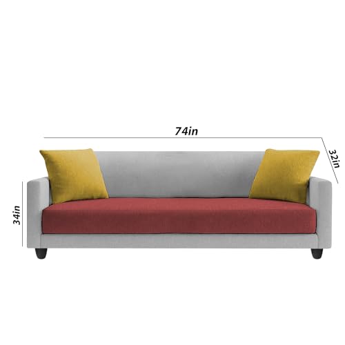 Image of Casaliving Dominic 3 Seater Sofa Set for Living Room (Maroon Grey Fabric) Premium Fabric Sofa