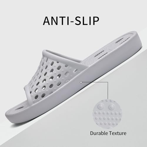 Image of Litfun Shower Shoes for Women Non-Slip Quick Dry Shower Slippers Lightweight Pool Sandals with Drain Holes for College Dorm, Beach, Bathroom & Gym