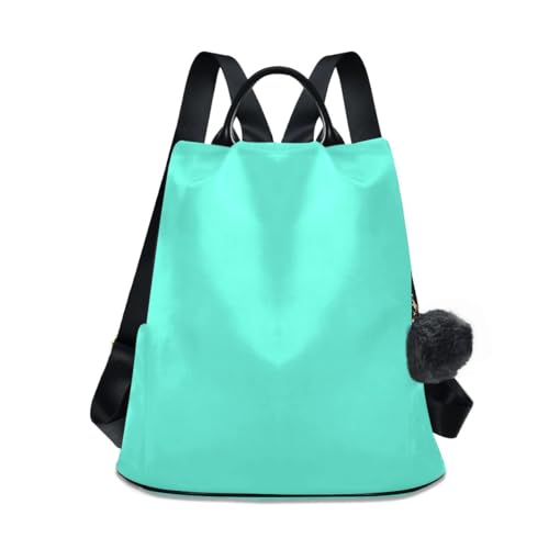 Sac à dos antivol bleu aqua femme avec pompon chic pour voyage