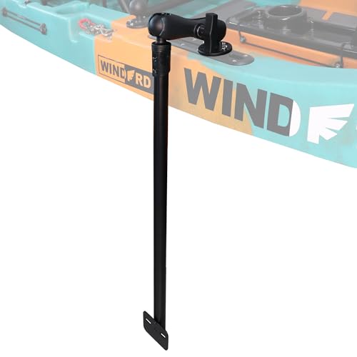 WINDFRD 23.6 Long Transducer Pole Mount for Kayak Transducer Pole with T-Bolt Track Ball Base and Double Socket Arm Adjustable Transducer Arm for Boat Compatible with Garmin Lowrance