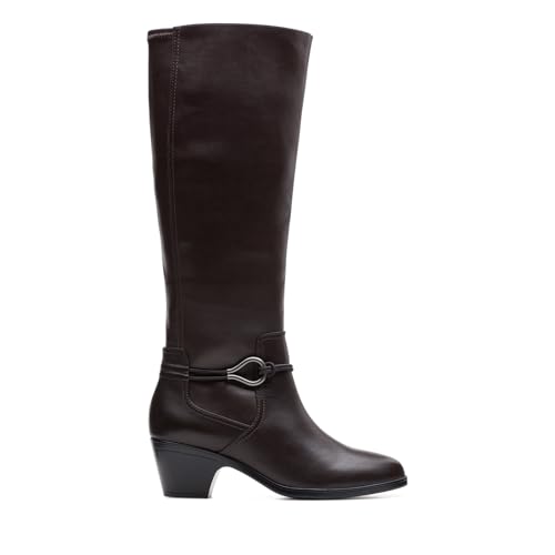 Clarks Clarks Women's Emily 2 Sky Knee High Boot, Dark Brown Synthetic, 5.5 Medium US