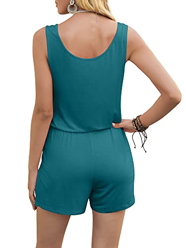 Image of DouBCQ Womens Summer Casual Sleeveless Loose Jumpsuits Romper with Pockets