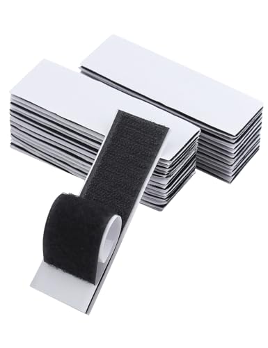 Image of 60 Sets Hook and Loop Strips with Adhesive, Nylon Strips with Adhesive for Home or Office Use, 1 x 4 Inches