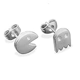 Video Game Inspired PACMan and Ghost Tiny Stud Earrings Stainless Steel Jewelry for Dainty Women...