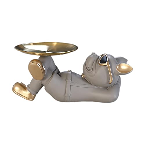 Statue de bouledogue avec plateau pour sublimer votre table de salle à manger