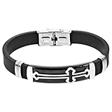 POPETPOP Pulsera en Silicona y Acero Inoxidable Colgante de Cruz para Hombre Diseño Delicado y Moderno, Adecuado para Oficina y Citas